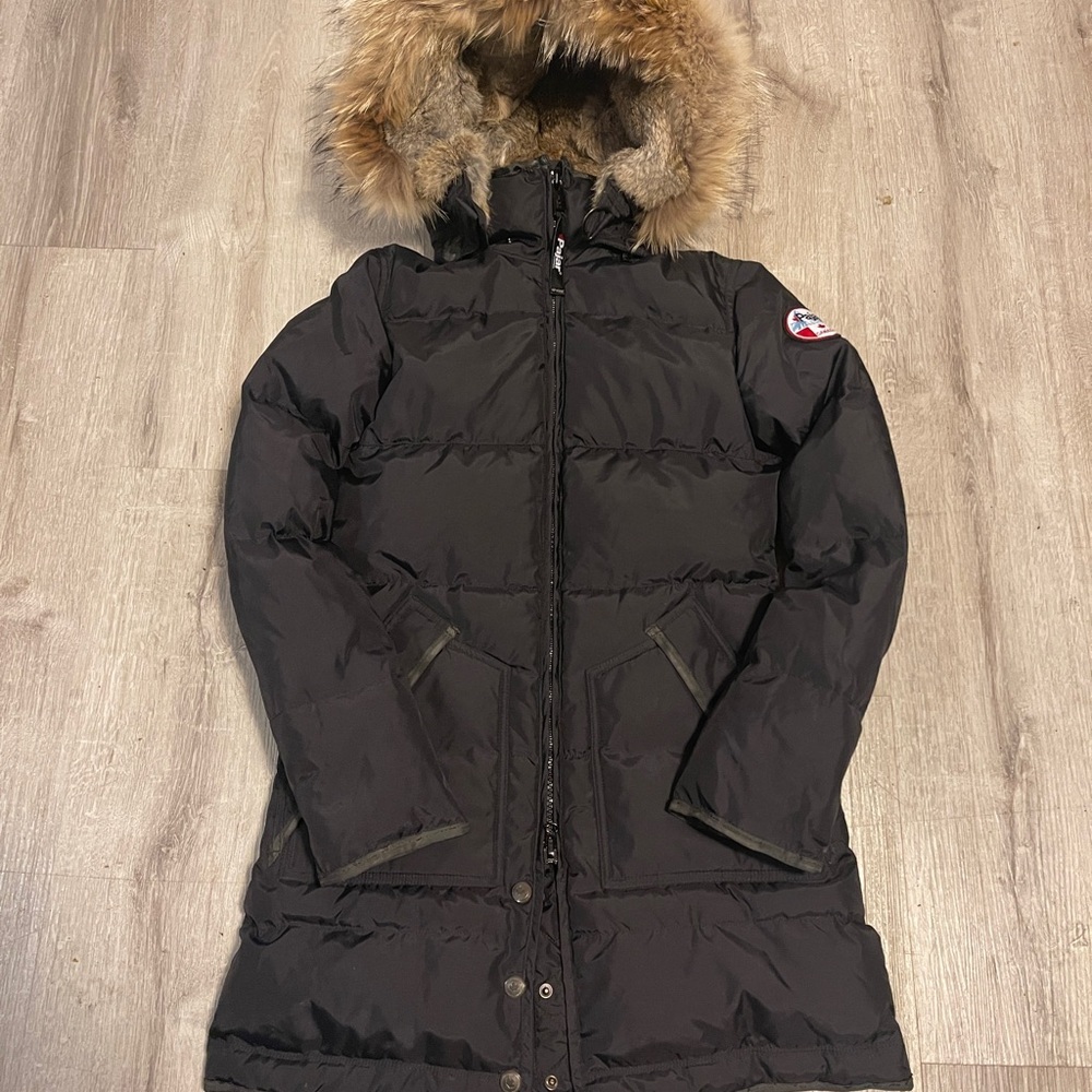 Pajar Midnight Black Puffer Jacket with Faux Fur Trim